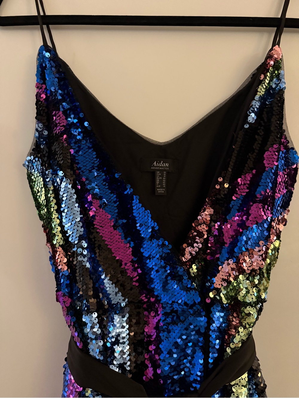 Aidan Mattox Blue, Purple, Pink and Green Sequin V-Neck Cami